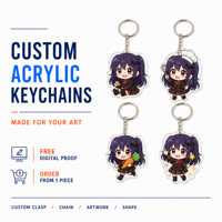 Porte-clés en acrylique personnalisé Anime, impression UV couleur, chaîne serpent en acrylique 3mm, forme et taille personnalisées, vente en gros OEM