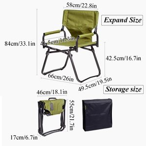 Chaise de camping pliante portable d'extérieur pour pique-nique, pêche, croquis artistiques, chaise de réalisateur, chaise de plage, chaise longue en tissu Oxford 1800D - Product Image 6