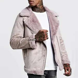 Warm Winter New Styles Bomber Fur Collar Jackets Men's Casual Sheep Skin Men Leather Coat Oversized Plus Size Jackets Men