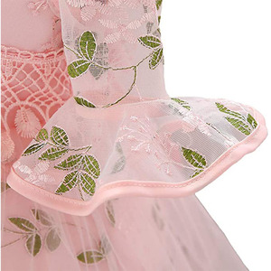 Tutu di Tulle multistrato a maniche lunghe da principessa in pizzo per ragazze vita impero cerniera nascosta abbigliamento formale da festa vestito da bambina - Product Image 4