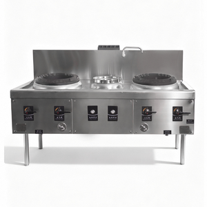 ステンレス鋼ダブルバーナー工業用2ウォックガスレンジレストラン設備中国製クッカーシングル暖かいガスストーブ - Product Image 1