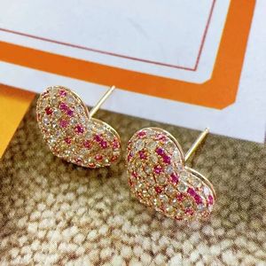 Boucles d'oreilles en or jaune massif 18 carats Xinfly Au750, style cœur, avec saphir rose et diamant, pour cadeau - Product Image 4