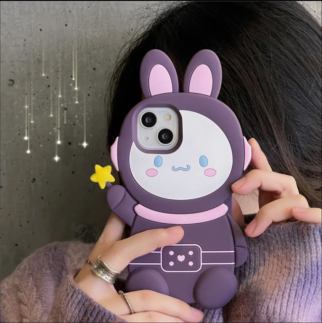 Japan Cartoon 3D Rabbit Ears Astronaut Dog Silicone Phone case for iPhone 14 Pro Max 11 12 13 Pro Max Cute Soft protection Cover
