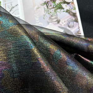 Haut de gamme personnalisé bronze métallique miroitant scène performance robe de soirée porter des vêtements de mariée poly <span class=keywords><strong>organza</strong></span> tissu pour mariage - Product Image 2