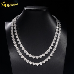 Heart Design <strong>Solid</strong> <strong>Silver</strong> 925 Hip Hop Iced Out Cuban Link <strong>Bracelet</strong> 8mm VVS Moissanite Diamond Women's Fine Jewelry <strong>Bracelet</strong> - Product Image 1