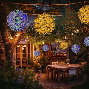 Iluminación Navideña para Interiores y Exteriores, Decoración de Bolas Metálicas Brillantes, Luces con Motivos de Bolas de Aluminio para Festivales de Año Nuevo, Luces Colgantes de Navidad - Product Image 6