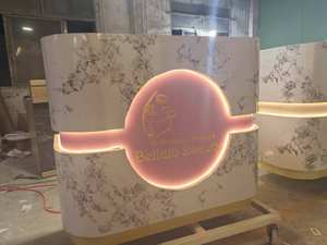 Best Selling Modern Style Custom Reception <b>Desk</b> for Beauty Salon Nail Salon Gym Made Wood Circular Design Small Reception Table - Product Image 5