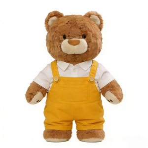 Oso de Peluche Personalizado, Oso de Peluche Marrón Personalizado, Muñeco de Peluche, Lindo Oso de Peluche con Pantalones con Tirantes - Product Image 1