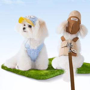 Set tali kekang anjing dengan topi, kekang hewan peliharaan untuk anjing kucing lembut bernapas tali kekang luar ruangan berjalan anjing perlengkapan hewan peliharaan - Product Image 5