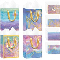 Petits sacs cadeaux, papier de soie, enveloppes pour cartes cadeaux |   Lot de 4 (7x4x9 pouces) avec accessoires, papier élégant pour