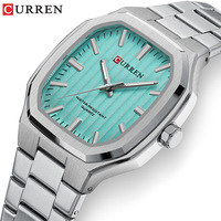 Montre à quartz pour homme CURREN 8458, boîtier en alliage, bracelet en acier inoxydable, étanche 30 m, style business, cadran carré, affichage analogique, boîte