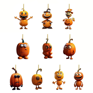 Vente en gros NASNAK Ornement suspendu en plastique acrylique moderne imprimé UV, motif fantôme d'Halloween, pour fête et thème d'horreur, avec carte - Product Image 1