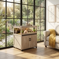 Cage à hamster personnalisée de style meuble, armoire de rangement avec panneau acrylique, design moderne pour usage intérieur, habitat pour petits animaux