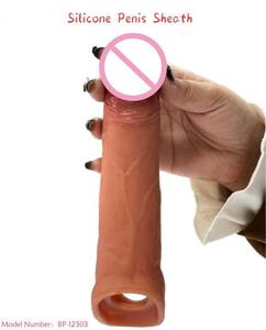 Sicherer Weicher Wasserdichter Silikon Realistischer Dildo-Kondom für Männer zur Verzögerung der Ejakulation Penis-Hülle Verlängerung Sexspielzeug - Product Image 1