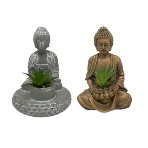 Home decoração simulação planta suculenta cimento bonsai Buda estátua cerâmica vasos de flores plantadores potes de cerâmica para plantas