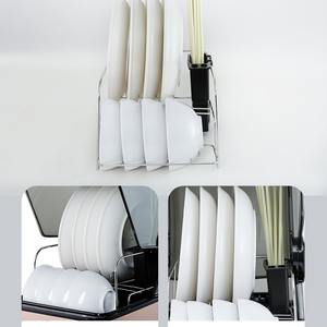 Égouttoir à vaisselle en acier inoxydable avec porte-gobelets, égouttoir carré pour évier de cuisine, compatible lave-vaisselle, 22L WJ - Product Image 5