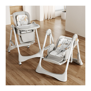 Di alta qualità sedia di alimentazione del bambino pieghevole altalena sedie per il bambino che dorme portatile beige grigio - Product Image 1