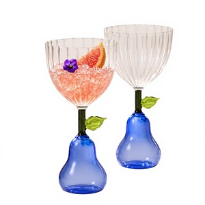 Verres à cocktail colorés en laiton et borosilicate faits à la main, 270 ml, sans plomb, coupe Martini, verrerie de bar réutilisable, moderne, en gros - Product Image 2