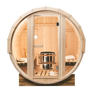Luxury <strong>2</strong> <strong>Person</strong> Wooden Barrel Sauna With Tempered Glass Door Small <strong>Steam</strong> <strong>Room</strong> - Product Image 3