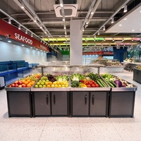 Commerciële zware-duty roestvrijstalen dubbelzijdige food grade 304 supermarkt rek antislip waterdichte modulaire fruitdisplay