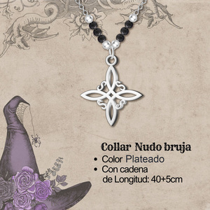 Ciondolo a nodo della strega in acciaio placcato argento con rodiatura di perle d'acqua dolce alla moda catena in oro rosa per fidanzamento - Product Image 3