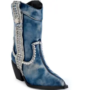 Automne et hiver nouvelles bottes de chevalier femmes occidentales cowboy compétitif grande taille bottes à bout pointu