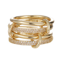 Bague superposée raffinée et étincelante, élégante, en or, au design de niche charmant, accessoire décoratif pour elle