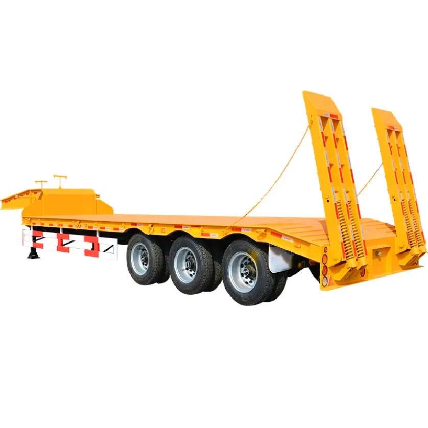 Honest Factory Low Price 13meters 3 Axles New Heavy Loading Lowbed Trailer with 6 Air Chambers for Carry Excavator Semi Trailer