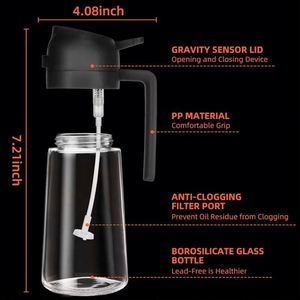 Dispensador de Aceite de Oliva 2 en 1, Botella de Vidrio Premium de 470 ml, Reutilizable, Resistente a Fugas, Portátil, Solo para Lavado a Mano, para Cocinar - Product Image 2
