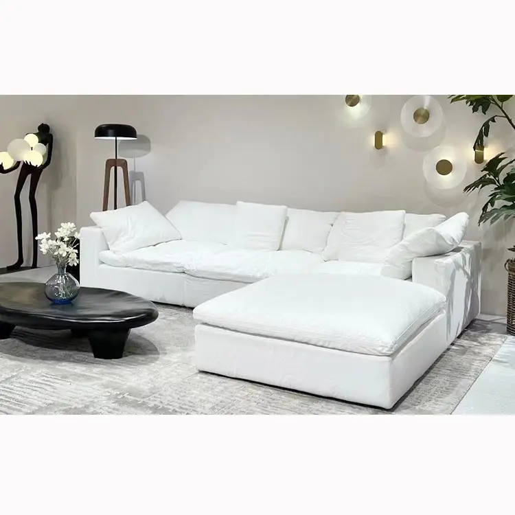 Đám mây đám mây sofa ý tối giản vải xuống sofa Homestay khách sạn phong cách Bông lanh có thể tháo rời và có thể giặt