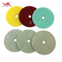 Diamètre 4 pouces 100mm 3 étapes résine collée Flexible main diamant tampons de polissage pour pierre marbre Quartz pierre meulage humide