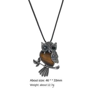 Collar con Colgante de Búho de Aleación, Cristal y Diamantes de Imitación, Chapado en Plata, Estilo Clásico, Amuleto Espiritual, Accesorios Unisex <span class=keywords><strong>OUSLY</strong></span> - Product Image 5