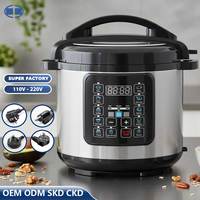 Cuisinière électrique à pression multifonction 10-en-1 en acier inoxydable antiadhésif 6L pour usage domestique et hôtelier