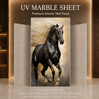 Panel de Pared de PVC Impreso en 3D con Diseño de Caballo Negro MORLENX, Recubierto con Protección UV, Resistente al Fuego, Fácil de Instalar, para Decoración de Villas y Oficinas
