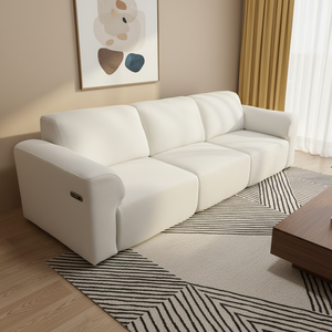 Foshan Modern Living Room Reclinable L Shape Juego de sofá de esquina de cuero genuino Juego de sofá reclinable de 3 plazas - Product Image 1