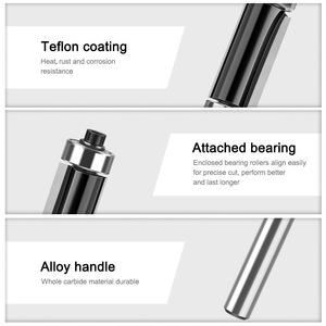 <strong>1</strong>/4inch and 6mm Round Shank Top and Bottom Bearing Flush Trim Straight <strong>Router</strong> <strong>Bits</strong> 2 Flutes Straight <strong>Pattern</strong> Wood Working Tools - Product Image 2