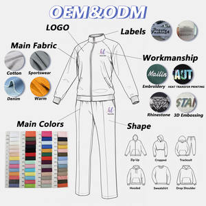 Completo Sportivo da Donna Casual Autunno Inverno Stile Europeo Americano Due Pezzi con Felpa a Maniche Lunghe con Cerniera e Pantaloni a Gamba Larga - Product Image 3