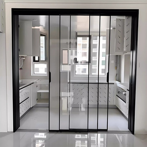 Puerta corredera <span class=keywords><strong>de</strong></span> vidrio templado <span class=keywords><strong>de</strong></span> una sola capa, diseño moderno <span class=keywords><strong>de</strong></span> aleación <span class=keywords><strong>de</strong></span> aluminio para particiones <span class=keywords><strong>de</strong></span> balcón <span class=keywords><strong>de</strong></span> cocina, estructura <span class=keywords><strong>de</strong></span> <span class=keywords><strong>tres</strong></span> paneles para - Product Image 5