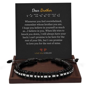 Nouveau bracelet en cuir tressé à la main à trois couches avec pierre naturelle, motif <span class=keywords><strong>code</strong></span> <span class=keywords><strong>Morse</strong></span> - Product Image 5