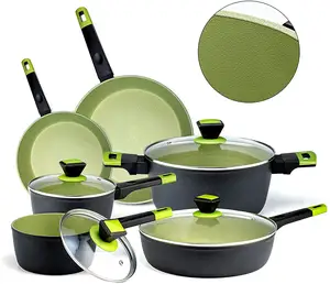 Nonstick כלי בישול סטי 10 חתיכה כלי בישול סט אבוקדו ירוק