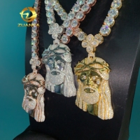 Liontin Yesus Solid Moissanite Baru, Perhiasan Iced Out, Perhiasan Rapper, Liontin Yesus Custom Moissanite