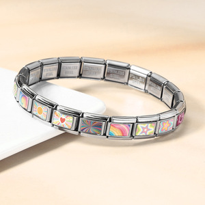 Pulsera Modular Italiana Colorida de Acero Inoxidable, Joyería Unisex para Regalo, Accesorio de Joyería DIY - Product Image 4