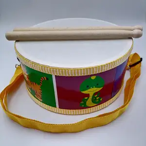 Tambor de madeira para instrumentos musicais, tambor educacional de percussão com bastões, brinquedo para crianças, 20 cm