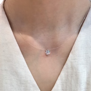 IGI Certified Lab Grown Diamond Floating Solitaire Pendant Necklace 14K 18K Solid Gold Fine Jewelry Wedding <b>Gift</b> - Product Image 1