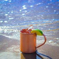 Mug à Moscow Mule moderne 100% cuivre pur, 16 oz, isolé, lisse, réutilisable, sans revêtement intérieur, pour cocktails, café, bière, lait, eau