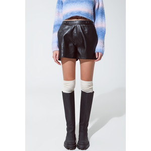 Pantaloncini corti in similpelle con dettaglio in vita - Product Image 3