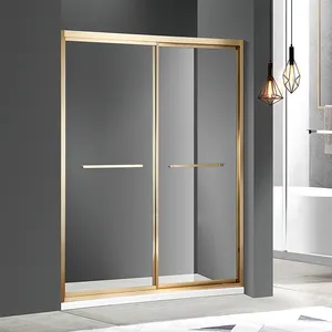 120x200cm porta doccia scorrevole aperta per bagno con telaio dorato porta doccia in vetro trasparente per la casa