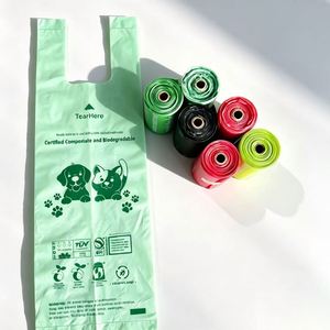 Sacs à crottes de chien biodégradables de haute qualité, écologiques, avec impression de logo personnalisé, 23*33cm, 15 sacs/rouleau - Product Image 1