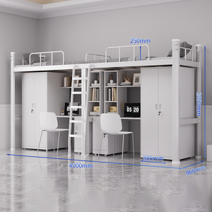 Двухъярусная кровать с металлическим каркасом, двухъярусные кровати для взрослых и детей, общежитие, гостиничная квартира, школьная больница, коммерческое использование - Product Image 4