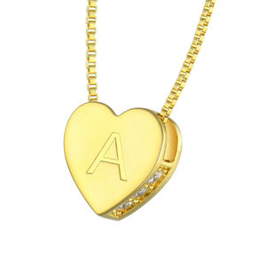 Personalizable chapado en oro grabado láser corazón inicial alfabeto 925 collar de plata esterlina para mujeres regalos - Product Image 5